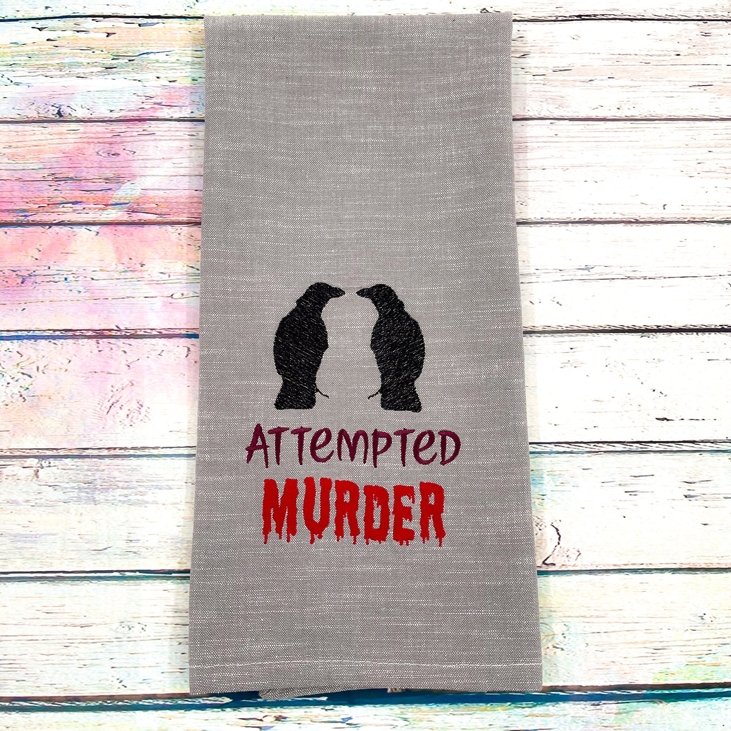 Attempted Murder Crows Kitchen Tea Towel