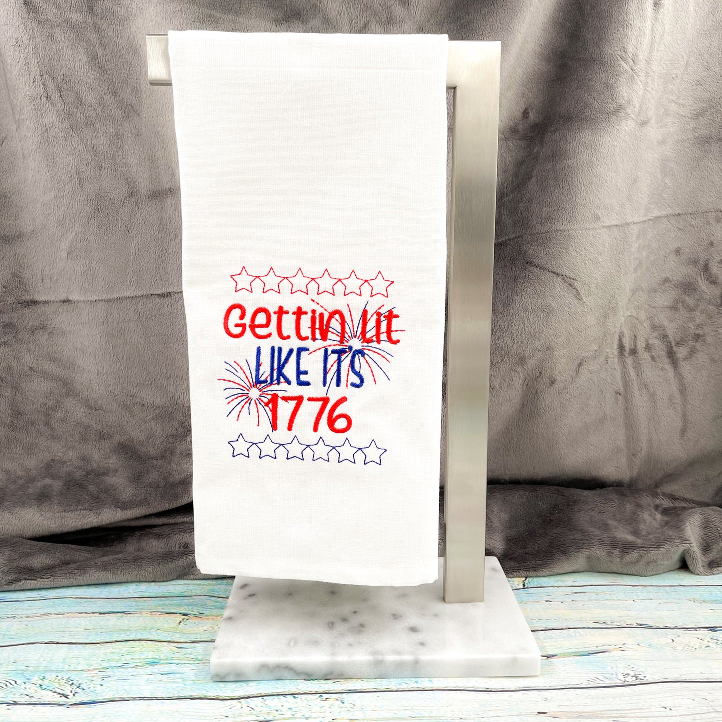 Gettin' Lit Like It's 1776 Kitchen Towel