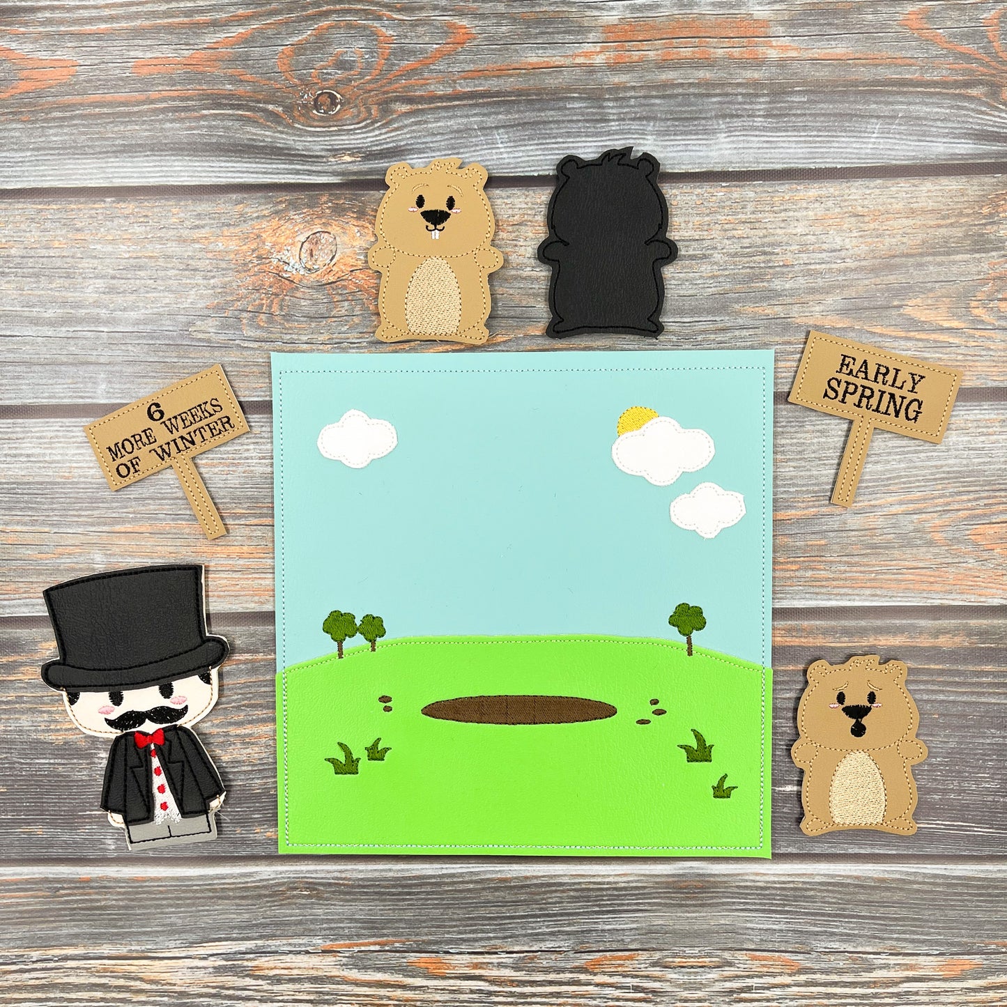 Groundhog Day Finger Puppet Set