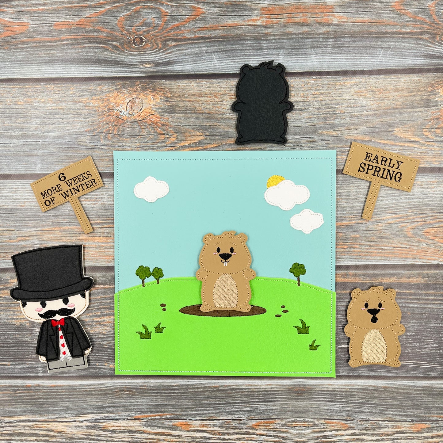 Groundhog Day Finger Puppet Set