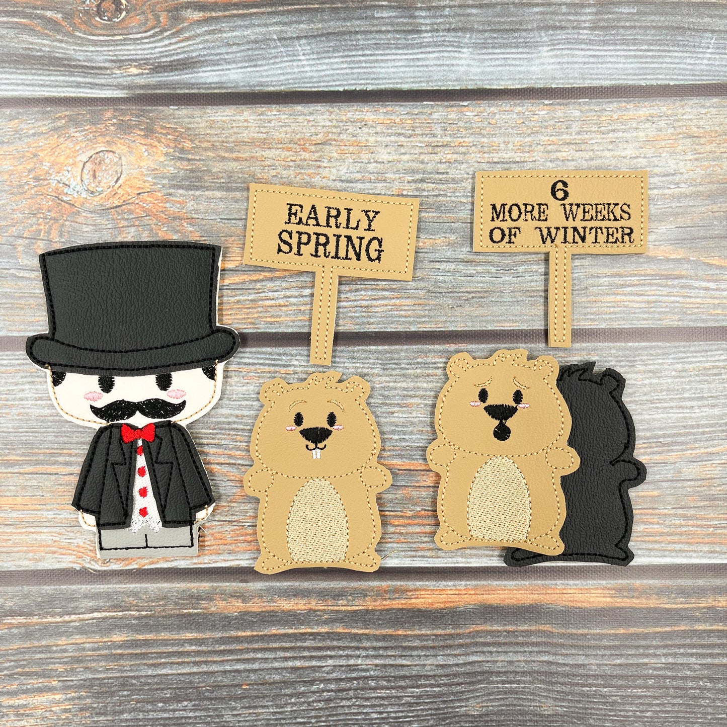 Groundhog Day Finger Puppet Set