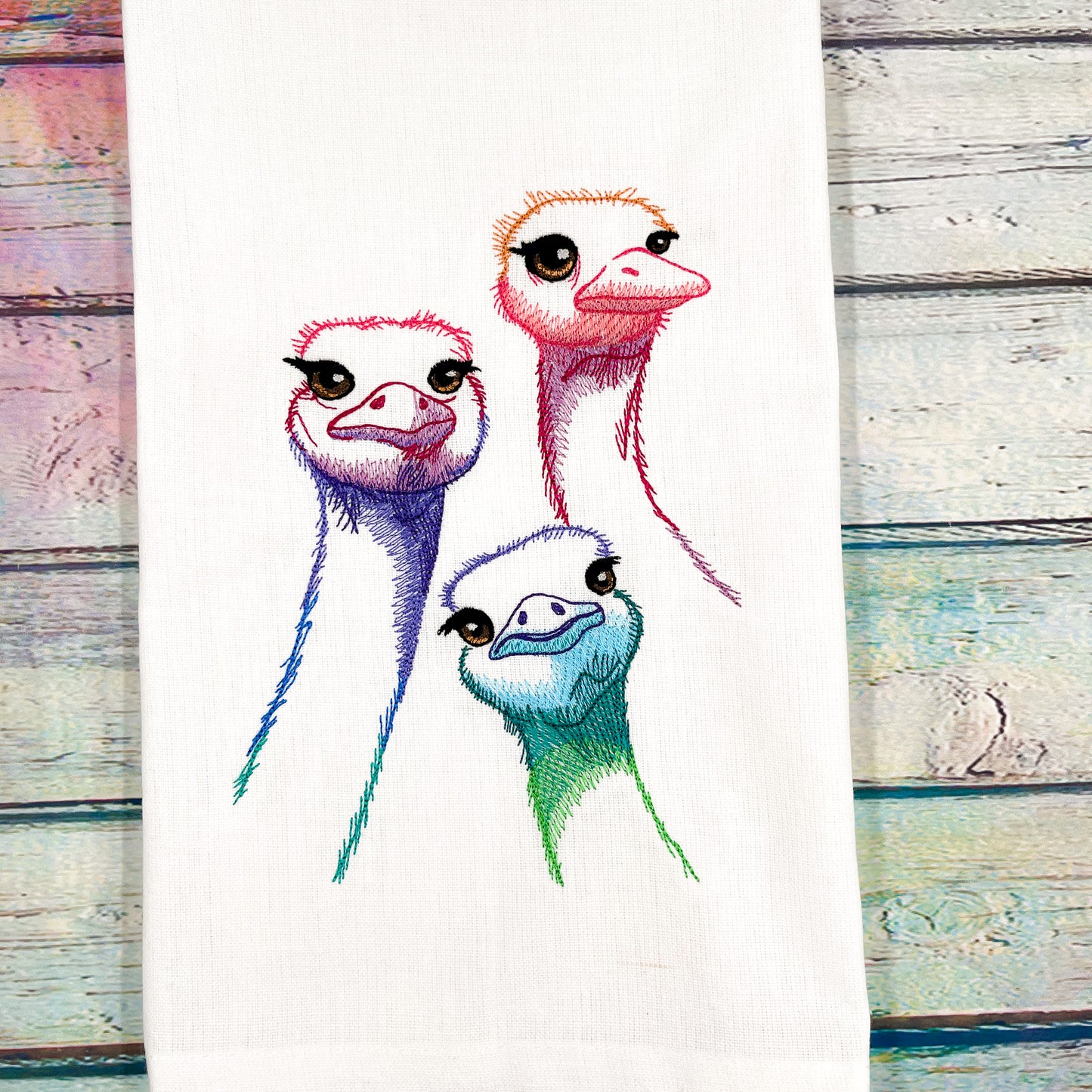Rainbow Ostriches Kitchen Towel