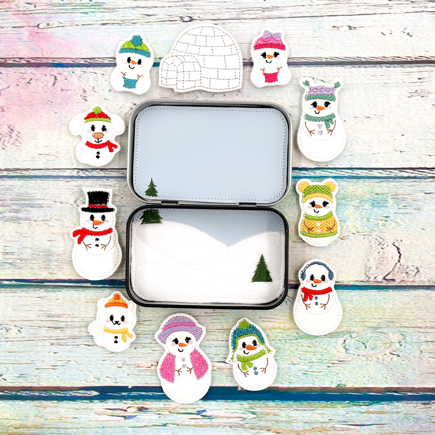 Snowman Family Tin Play Set