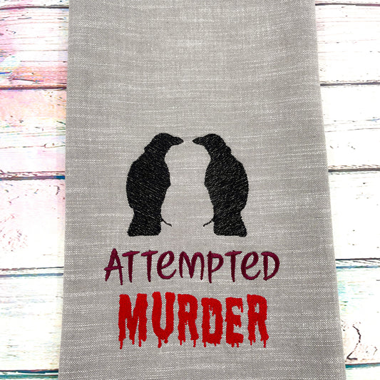 Attempted Murder Crows Kitchen Tea Towel