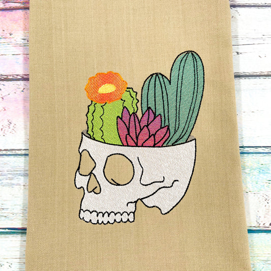 Cactus Skull Planter Kitchen Tea Towel
