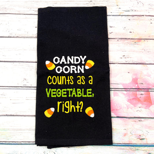 Candy Corn Counts as a Vegetable, Right? Kitchen Tea Towel