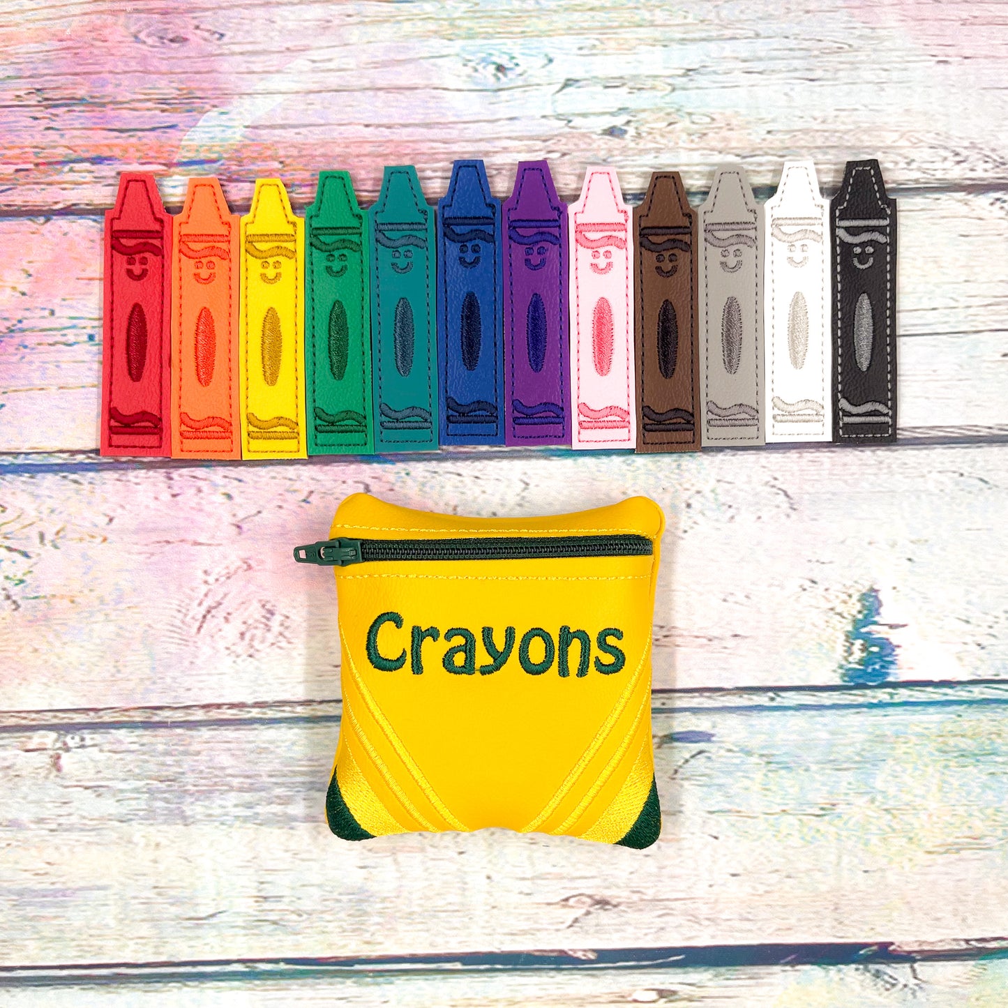 Colored Crayons Felties with Crayons Bag