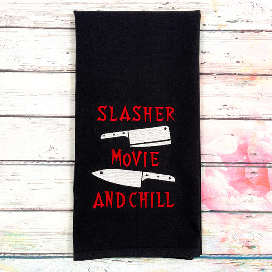 Slasher Movie and Chill Kitchen Tea Towel